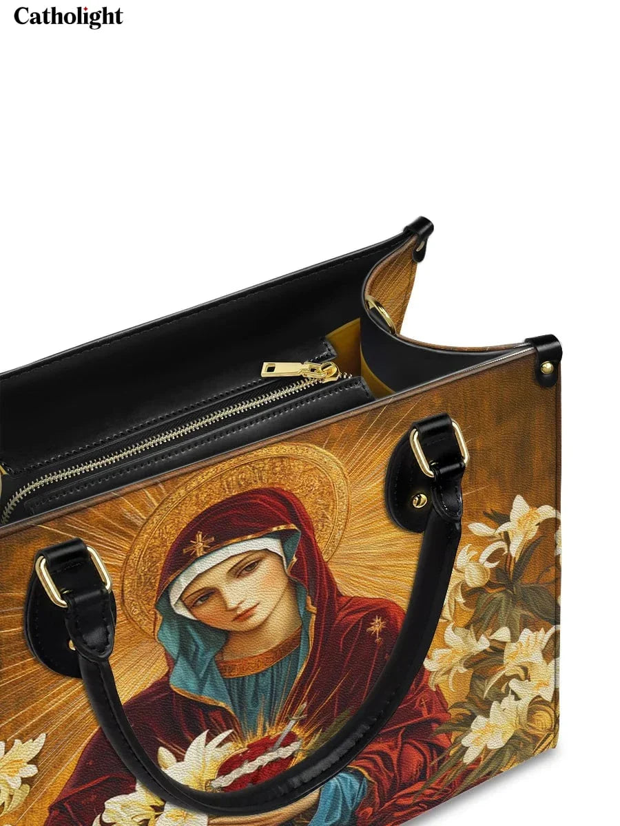 Bolsa Lírio da Pureza em Couro