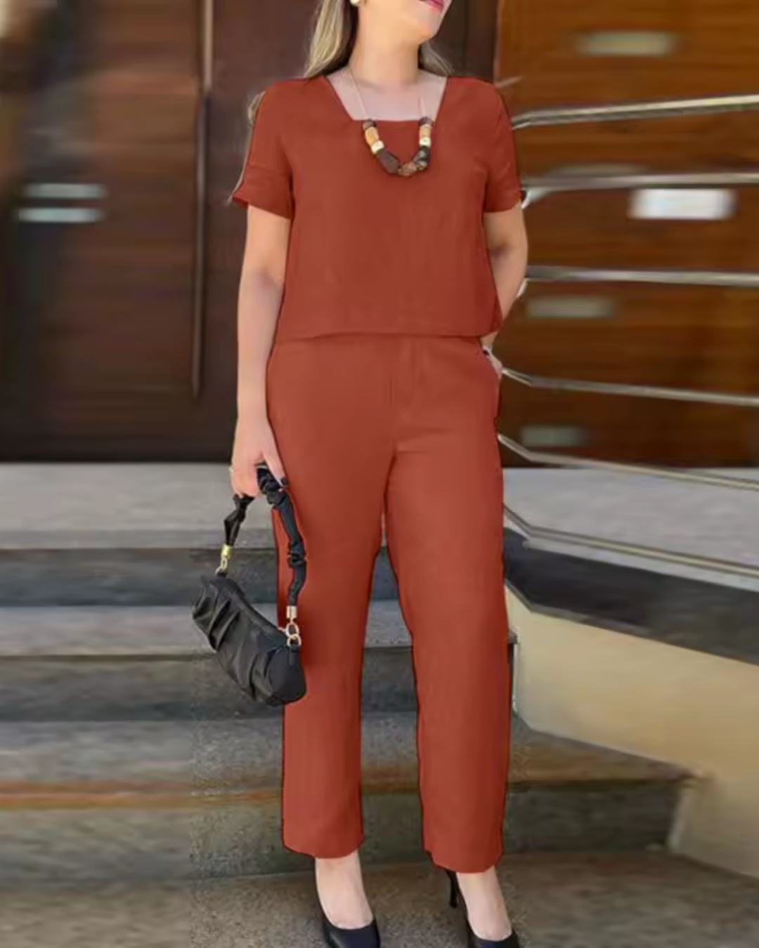 Conjunto Com Gola Quadrada Cássia