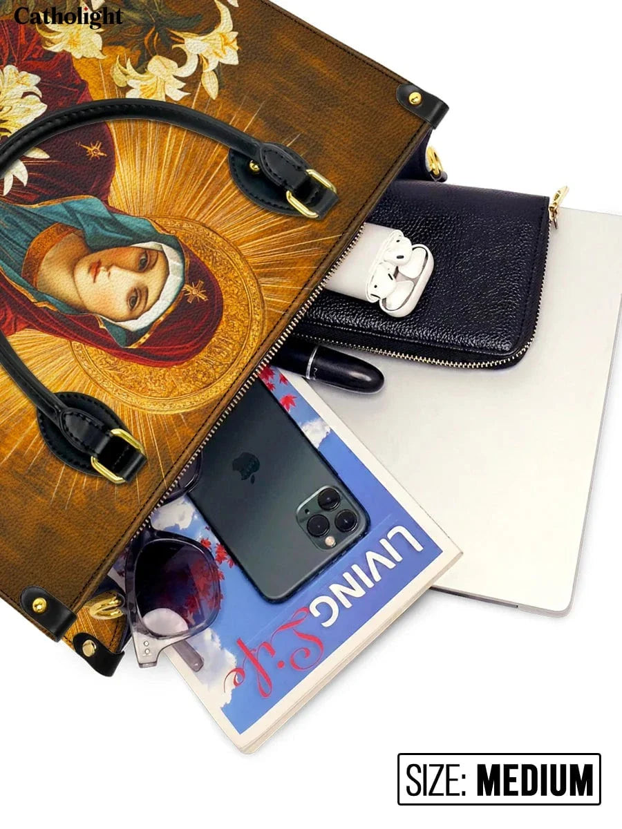 Bolsa Lírio da Pureza em Couro