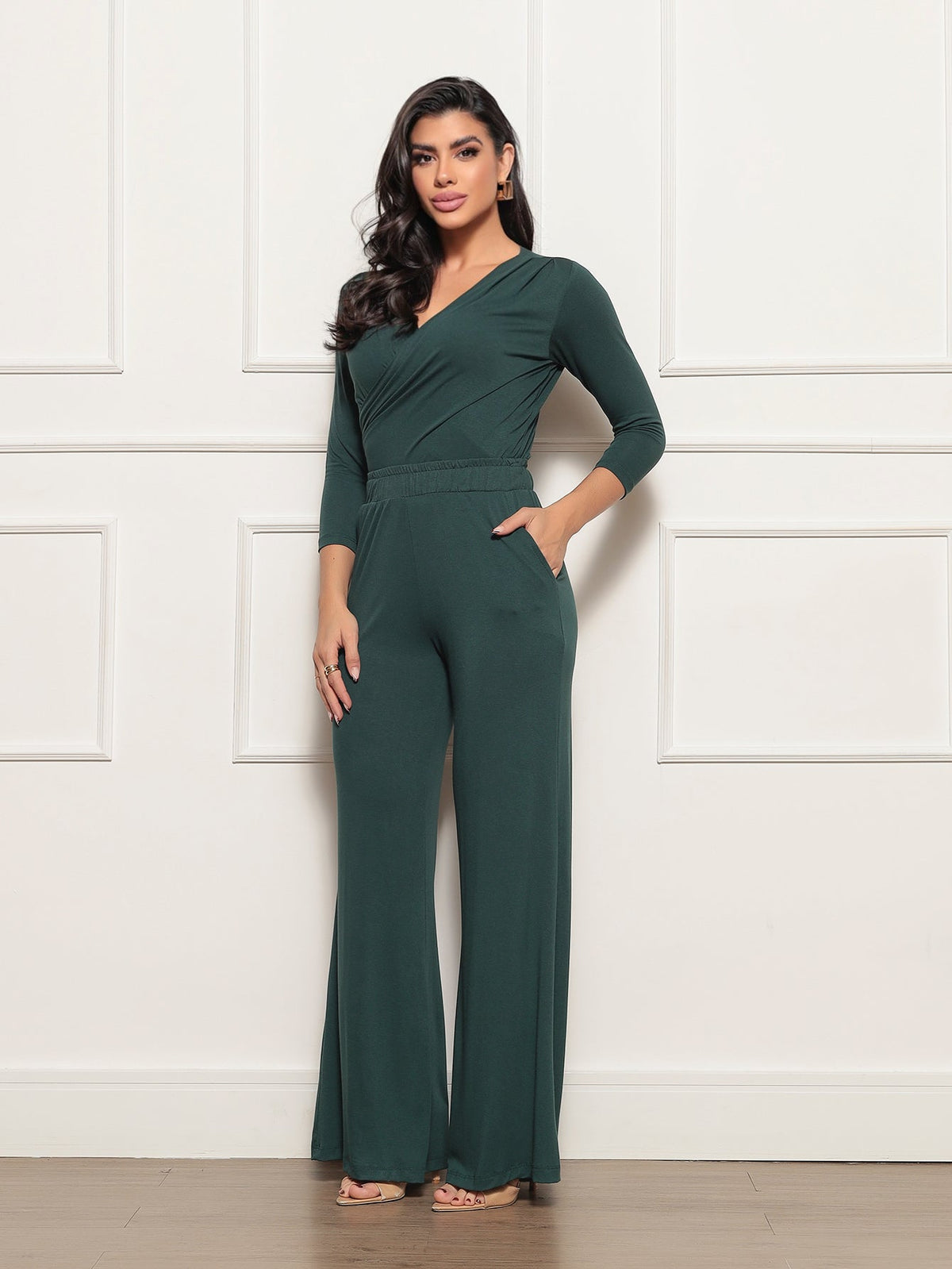 Conjunto Pantalona Blusa Transpassada Braga - Coleção Nuvem Brasileira