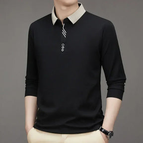 Camisa Comprida Polo John Karlo Minimalista & Gola Sofisticada (Você Ganha Um Relógio De Luxo Quartzo Deyros de Brinde)
