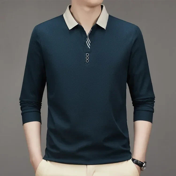 Camisa Comprida Polo John Karlo Minimalista & Gola Sofisticada (Você Ganha Um Relógio De Luxo Quartzo Deyros de Brinde)