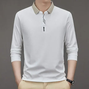 Camisa Comprida Polo John Karlo Minimalista & Gola Sofisticada (Você Ganha Um Relógio De Luxo Quartzo Deyros de Brinde)