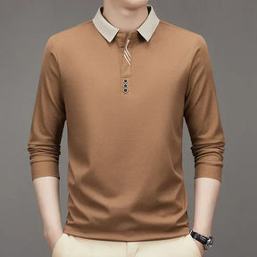 Camisa Comprida Polo John Karlo Minimalista & Gola Sofisticada (Você Ganha Um Relógio De Luxo Quartzo Deyros de Brinde)